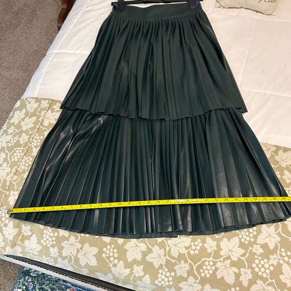 Emily McCarthy Forest Green Faux Leather Pleated Skirt - Picture 5 of 5